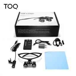 TOQ 2.5X 3.5X Binocular Dental Loupes Set with Rechargeable LED Headlight Portable Surgical Magnifying Glass Dental Lab Medical