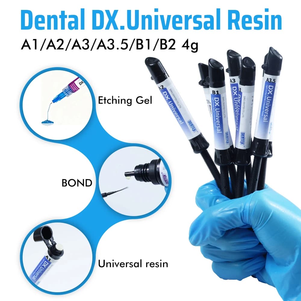 DX Dental Universal Resin Light Curing Composite Resin Adhesive Bonding/Etch Gel Kit Teeth Restoration Resin Dental Adhesive