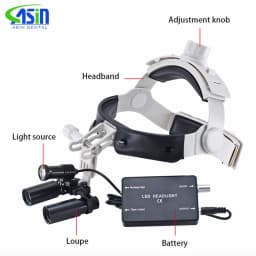 DEASIN Dental Magnifier 5X / 6X Binocular Kepler Loupes Headband Adjustable with LED Headlight 5W Dentist Surgical Headlamp Tool