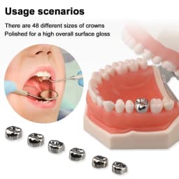 1-5 Sets Dental Primary Molar Crown teeth Preformed Stainless Steel 48Pcs Temporary Crowns Kit for Kids Pediatric Dentist Supply