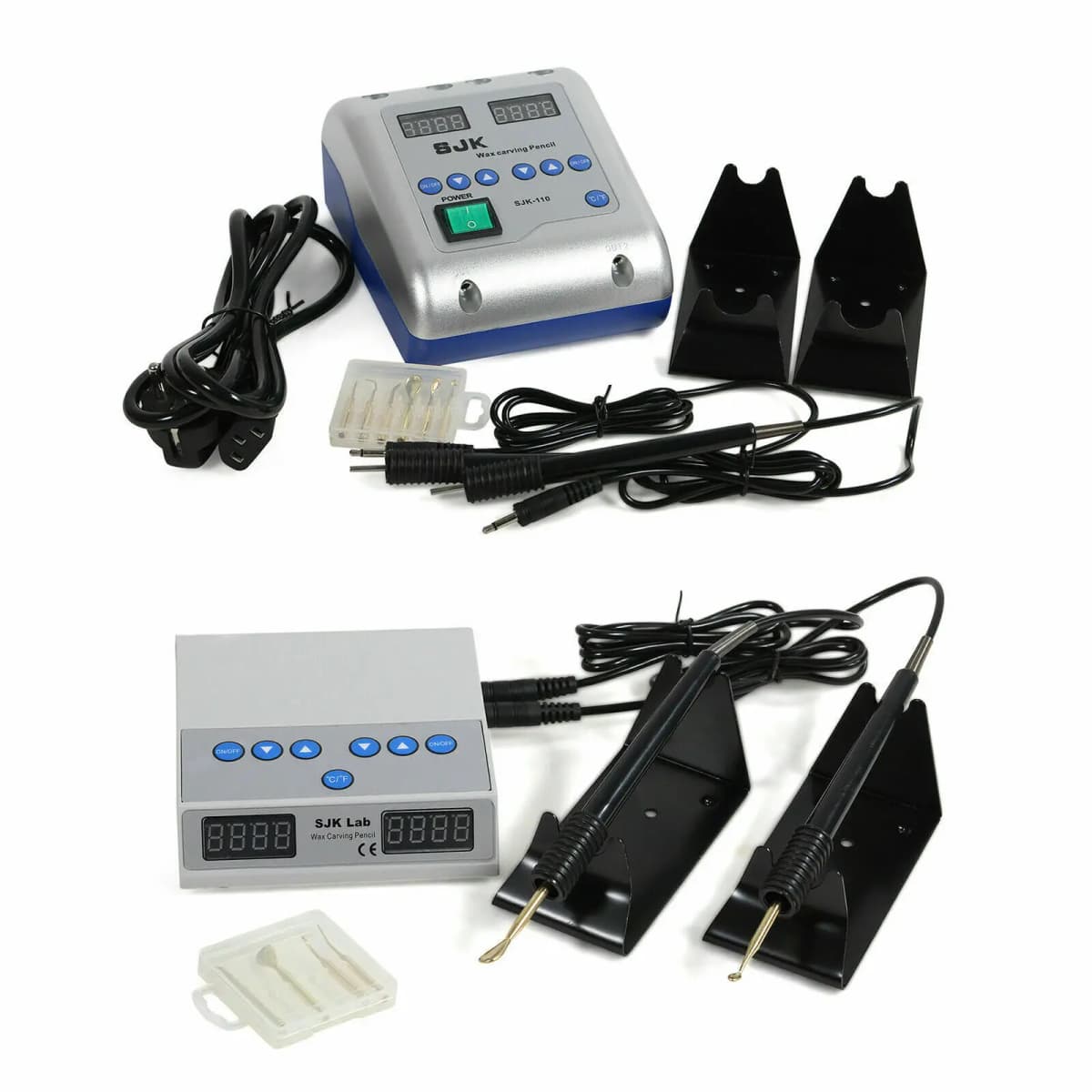 Dental Lab Electric handle wax carving heater kit include 6 Wax Tips+2 Pens Pot