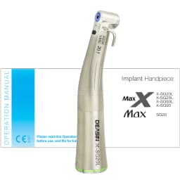 DEASIN Dental XSG20L Contra Angle Implant Low Speed Handpiece RA Burs 20:1 Fiber Optic Increasing Green Ring Air Turbine