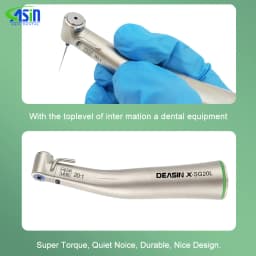 DEASIN Dental XSG20L Contra Angle Implant Low Speed Handpiece RA Burs 20:1 Fiber Optic Increasing Green Ring Air Turbine