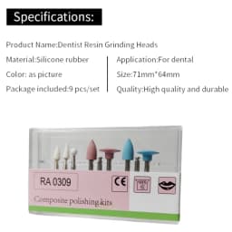 JUMTOP Dental Composite Polishing Kit Resin Gring Head for Low Speed Handpiece Rubber Teeth Polishing Bur