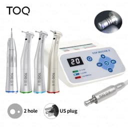 TOQ Dentist Low&High Speed Dental TOP LED Fiber Optic Brushless Electric Micromotor Handpiece Set Fit To E Type 1:5/4:1/1:1