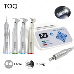 TOQ Dentist Low&High Speed Dental TOP LED Fiber Optic Brushless Electric Micromotor Handpiece Set Fit To E Type 1:5/4:1/1:1