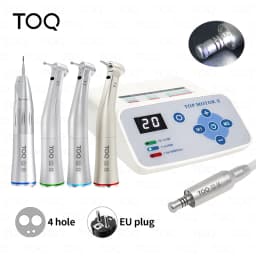 TOQ Dentist Low&High Speed Dental TOP LED Fiber Optic Brushless Electric Micromotor Handpiece Set Fit To E Type 1:5/4:1/1:1