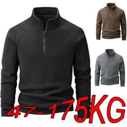 Plus Velvet Sweater Men's L-9XL Large Size Winter Polar Fleece Stand-up Collar Half-zipper Long-sleeved Solid Color Coat Promo