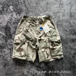 American Retro Amekaji 3D Patch Pocket Washed Workwear Loose Straight Camo Summer Cargo Shorts for Men High Quality 100% Cotton