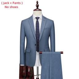 Jacket+Vest+Pants / 2023 High Quality Men Slim Suit Formal Business Groom Wedding Social Dress Blue Grey High-end Casual Tuxedo