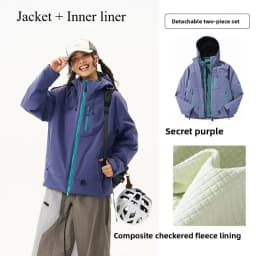 Empty Mountain Rain Hard Shell Windproof and Waterproof Functional Outdoor Three-in-One Hooded Mountaineering Jacket Men Women