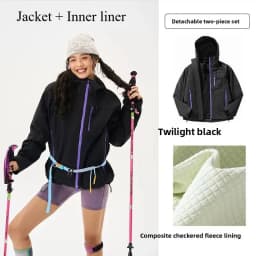 Empty Mountain Rain Hard Shell Windproof and Waterproof Functional Outdoor Three-in-One Hooded Mountaineering Jacket Men Women