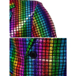 Rainbow striped men's two-piece suitwith a unique and eye-catching style,perfect for fashion shows anda must-have for trendy men