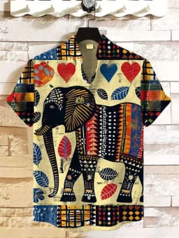 2025 Vintage African Style Men's Retro Ethnic Tribal Short Sleeve Shirts Tops Fashion Casual Vacation Streetwear Men's Shirts
