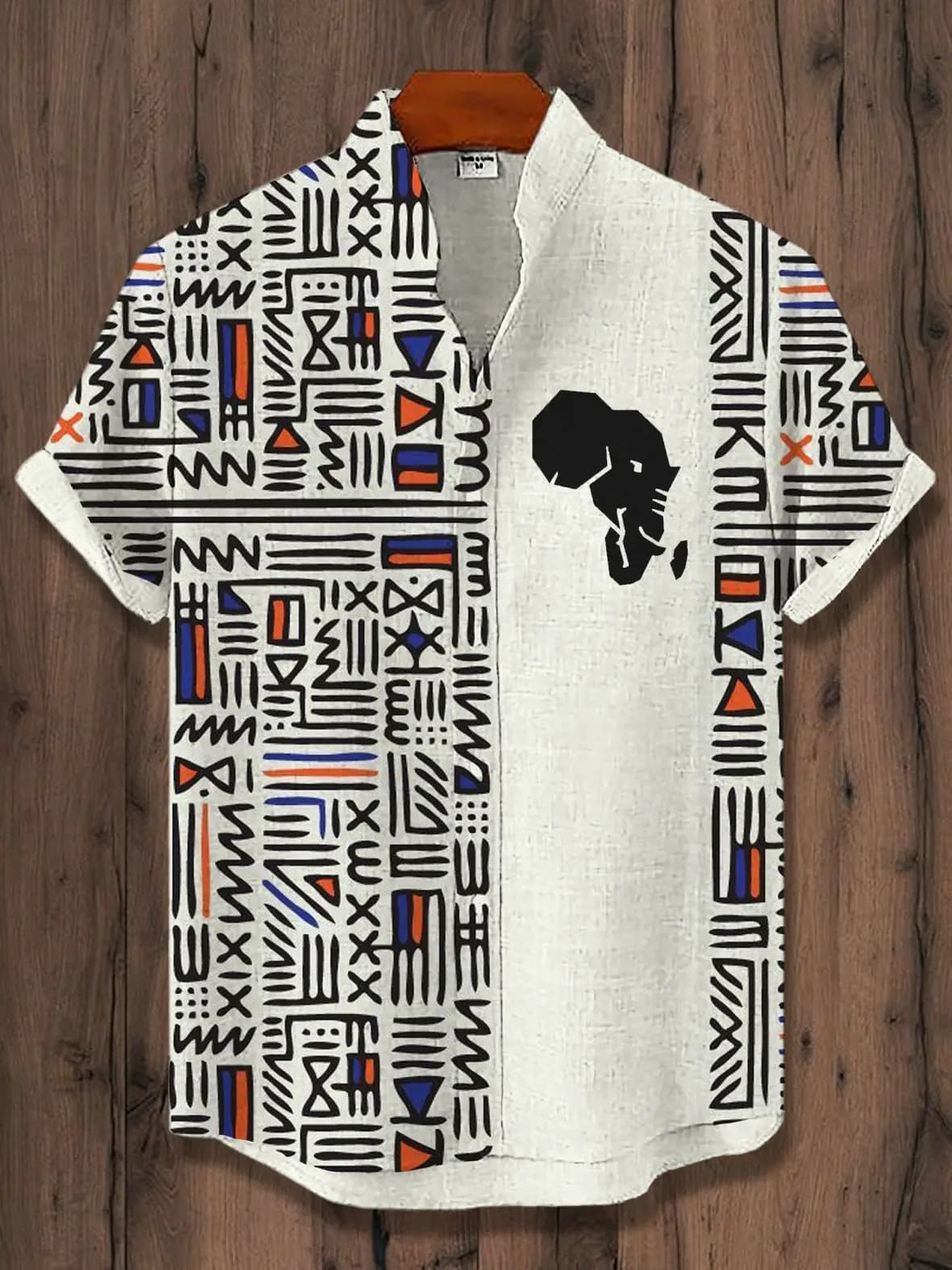 2025 Vintage African Style Men's Retro Ethnic Tribal Short Sleeve Shirts Tops Fashion Casual Vacation Streetwear Men's Shirts