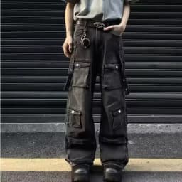 Autumn Y2K High Street Jeans Mens Multi-Pocket Hiphop Cargo Pants Vintage Straight Wide-Leg Denim Trousers Fashion Streetwear