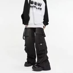 Autumn Y2K High Street Jeans Mens Multi-Pocket Hiphop Cargo Pants Vintage Straight Wide-Leg Denim Trousers Fashion Streetwear