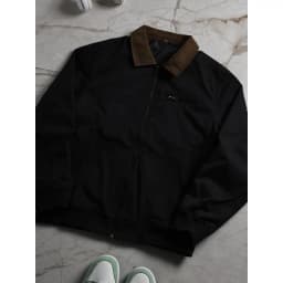 UETEEY Autumn Men Retro Canvas Detroit Jacket Corduroy Collar Heavyweight Short Zip Jacket With Pockets Casual Street Outerwear