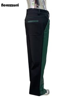 Nerazzurri Autumn Spring Autumn Long Color Block Patchwork Pu Leather Wide Leg Pants Men Alternative Streetwear Clothes Trouser