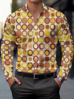 Men's Shirt Spring and Autumn New Long Sleeve Shirt with Turned Collar Fashion Design Elements Hawaiian Shirt 2025