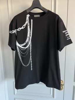TOP-YAMAMOTO original design Japanese dark style original design necklace chain print pure cotton T-shirt