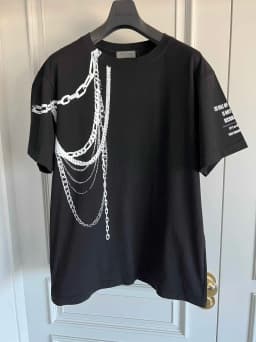 TOP-YAMAMOTO original design Japanese dark style original design necklace chain print pure cotton T-shirt
