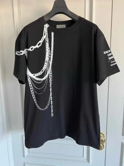 TOP-YAMAMOTO original design Japanese dark style original design necklace chain print pure cotton T-shirt