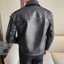 High Quality Fashion Men's Leather Jacket Coat New High-end Lapel Slim Fit Casual Embroidered Thick Jacket Top Men Clothing