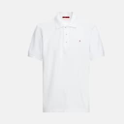 CH Letter Embroidered Solid Color Short Sleeve Polo Shirt Men Regular Fit Sleek Texture Premium Cotton Tops
