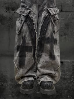 Unsiex Gothic Punk Jeans 2026 Distressed Splash Ink Jeans For Women Men Y2K Graffiti Wide Leg Pants Loose Fit Washed Denim