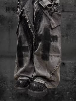 Unsiex Gothic Punk Jeans 2026 Distressed Splash Ink Jeans For Women Men Y2K Graffiti Wide Leg Pants Loose Fit Washed Denim