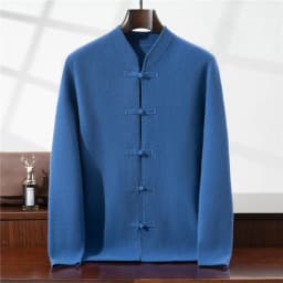 100% Pure Wool Chinese Style Buckle Cardigan Men Sweater Casual Comfort Knitted Long Sleeve Men's Wool Sweater Spring Autumn Coa