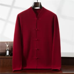 100% Pure Wool Chinese Style Buckle Cardigan Men Sweater Casual Comfort Knitted Long Sleeve Men's Wool Sweater Spring Autumn Coa