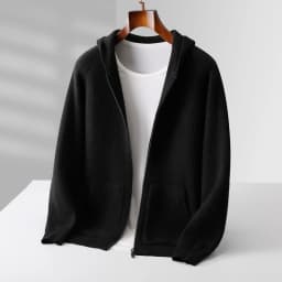 New Men's Thick Zipper Hoodie Cardigan100% Merino Wool Knitted Sweater Casual Loose Autumn/Winter Warm Hoodie Long Sleeve Jacket