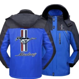 New Winter Fashion Men's Mustang Logo Fleece Waterproof Jackets Thicken Hoodies Zipper Warm High Quality Outwear