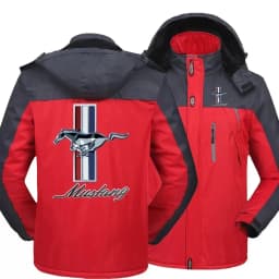 New Winter Fashion Men's Mustang Logo Fleece Waterproof Jackets Thicken Hoodies Zipper Warm High Quality Outwear