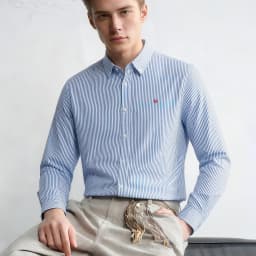 Men's Shirt Business Thin Stripe Design Classic Casual Men's Long Sleeved Blouses Elegant Commuting Single Breasted Men's Shirt