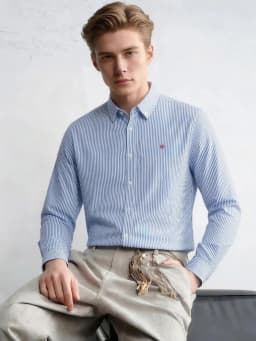 Men's Shirt Business Thin Stripe Design Classic Casual Men's Long Sleeved Blouses Elegant Commuting Single Breasted Men's Shirt