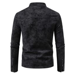 Men's Slim Fit Vintage Motorcycle Jacket Casual Long Sleeve Biker Coat Fitted Design for Fall Winter Plain Pattern