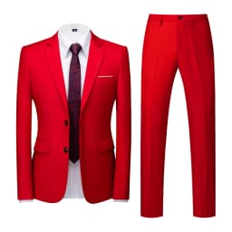2025 New Solid Two-Button Wedding Suits Set for Men,15 Colors Available Business Casual Slim-Fit Mens Blazer + Pants 2 Piece Set