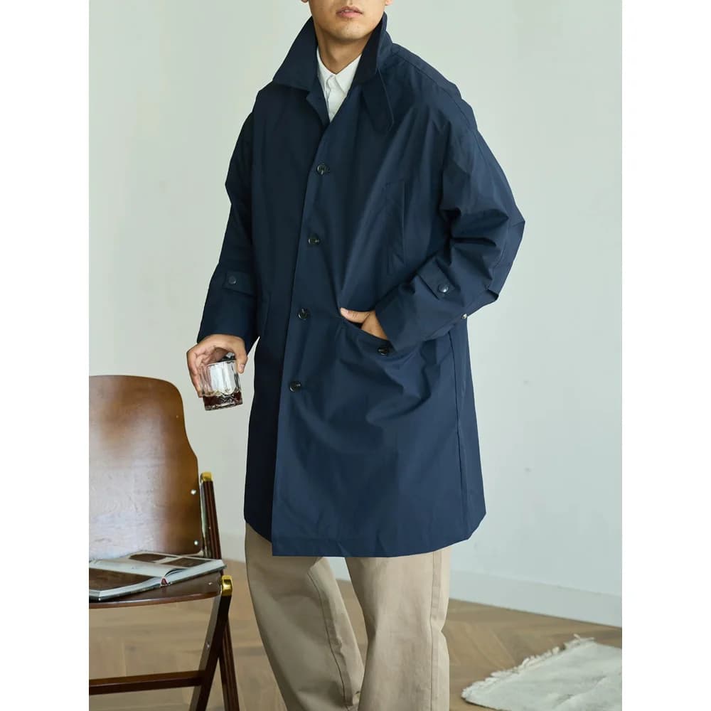 Cityboy Japanese Streetwear Vintage Outdoor Trenchcoat Men Loose Oversize Long Trench Coat Jacket Outerwear Autumn Clothing