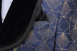 Gwenhwyfar High-end Woven Gold Jacquard Men Suit Navy Luxury Fashion Men's Suit 2-piece Formal Party Tuxedo for Man Shawl Lapel
