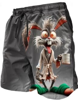 Summer Men's Funny Ugly Animals Shorts Swimming Trunks Board Shorts Fashion Streetwear Pocket Drawstring Shorts Men's Underwear