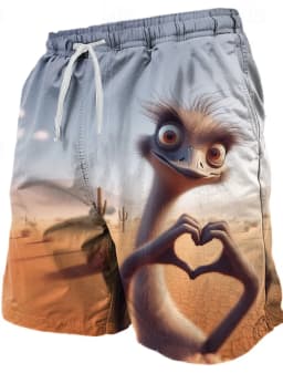 Summer Men's Funny Ugly Animals Shorts Swimming Trunks Board Shorts Fashion Streetwear Pocket Drawstring Shorts Men's Underwear