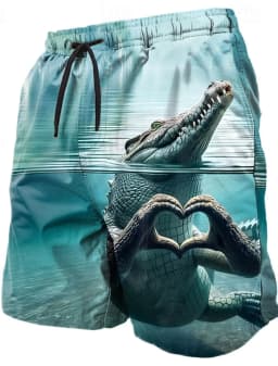 Summer Men's Funny Ugly Animals Shorts Swimming Trunks Board Shorts Fashion Streetwear Pocket Drawstring Shorts Men's Underwear