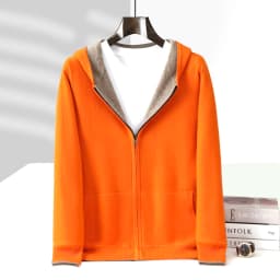 New Men's 100% Merino Wool Double Sided Wearable Hooded Sweater Casual Autumn Winter Coat Long Sleeved Men's Wool Sweater Tops