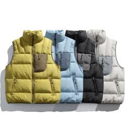 Winter Outdoor Down Vest Men Women Stand Collar Warm Sleeveless Duck Down Jacket Cargo Vest Unisex Waistcoat