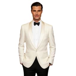 Men's Ivory Shawl Lapel Blazer Casual Business Wedding Jacket High Quality One Button Best Man Suit Coat for Party Prom