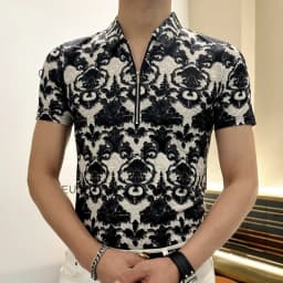 Brand Retro Jacquard Polo Shirt for Men Short Sleeve Half Zip Lapel Collar T-shirt Summer Casual Business Social POLO Shirts
