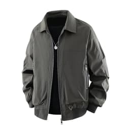 Men Lapel Bomber Jacket Zip Up Cargo Pocket Loose Casual Outerwear Coat For Spring Autumn